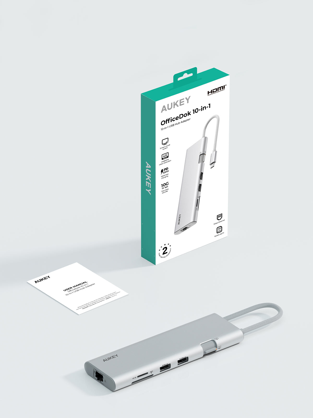 AUKEY UH-CUH03 OfficeDok 10-in-1 USB-C Hub with 2 HDMI Ports