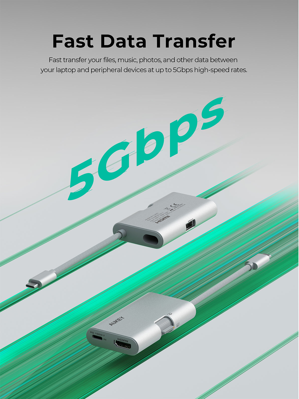 AUKEY UH-CUH01 TravelDok 3-in-1 USB-C Hub