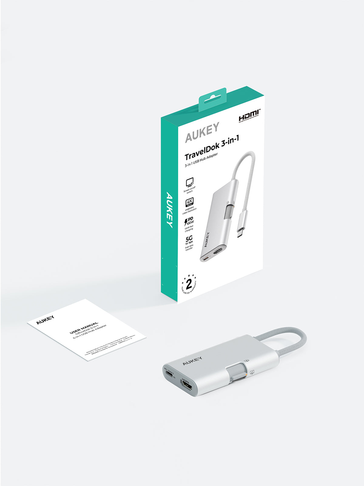 AUKEY UH-CUH01 TravelDok 3-in-1 USB-C Hub
