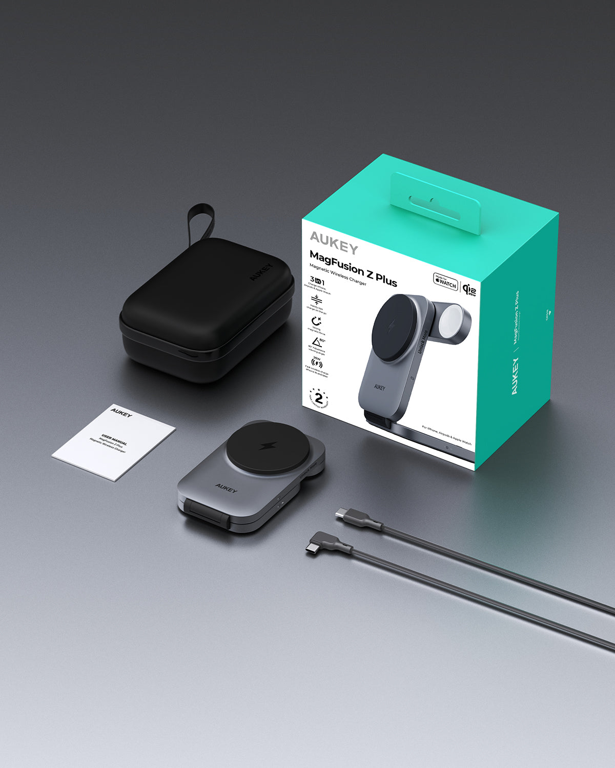 AUKEY MagFusion Z Plus Qi2.2 25W Foldable 3 in 1 Wireless Charger Station LC-MC312P