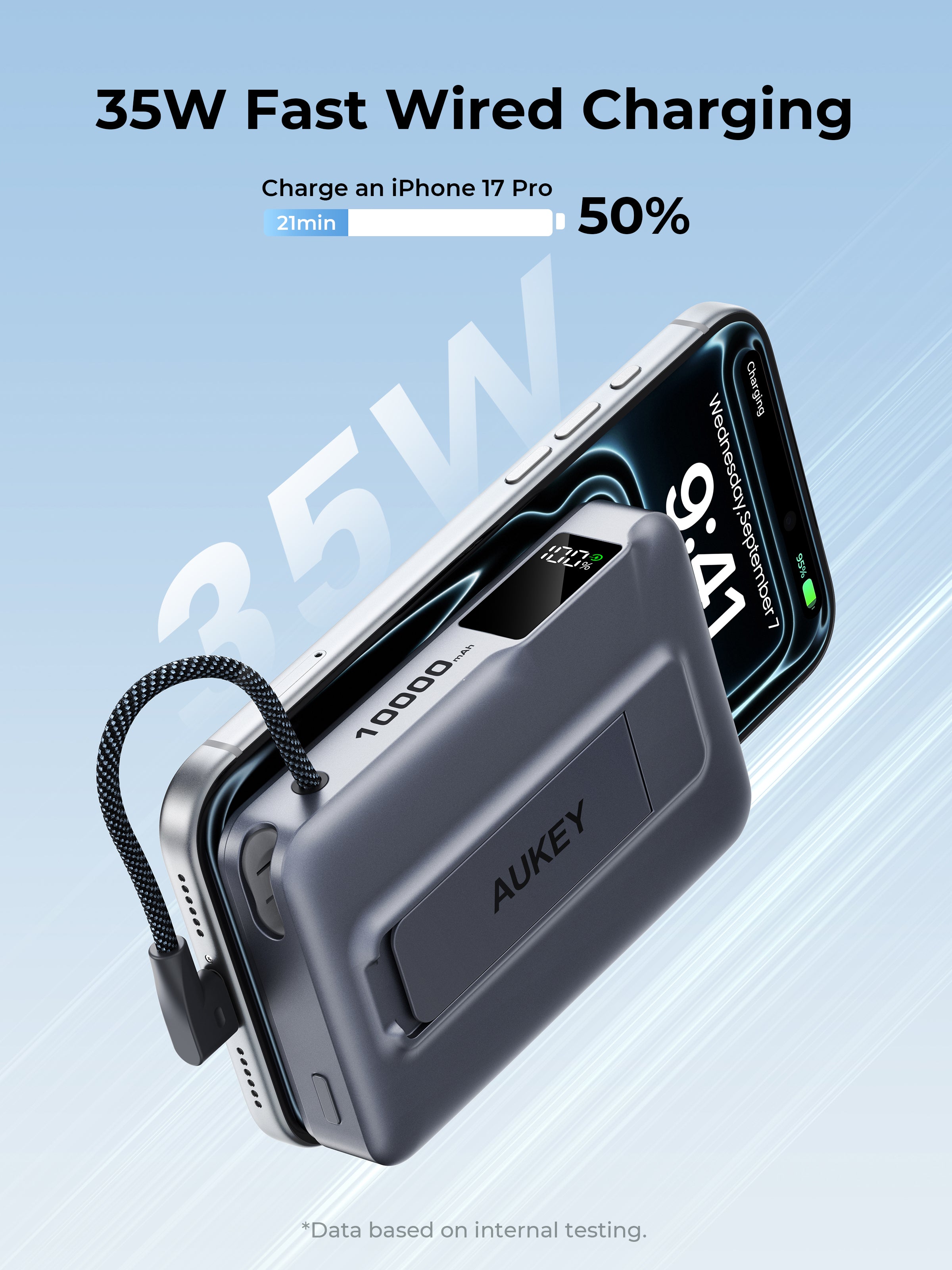 AUKEY MagFusion Vista 10000 Mix Qi2.2 Magnetic Wireless Power Bank with Multiple Functions PA-MS24