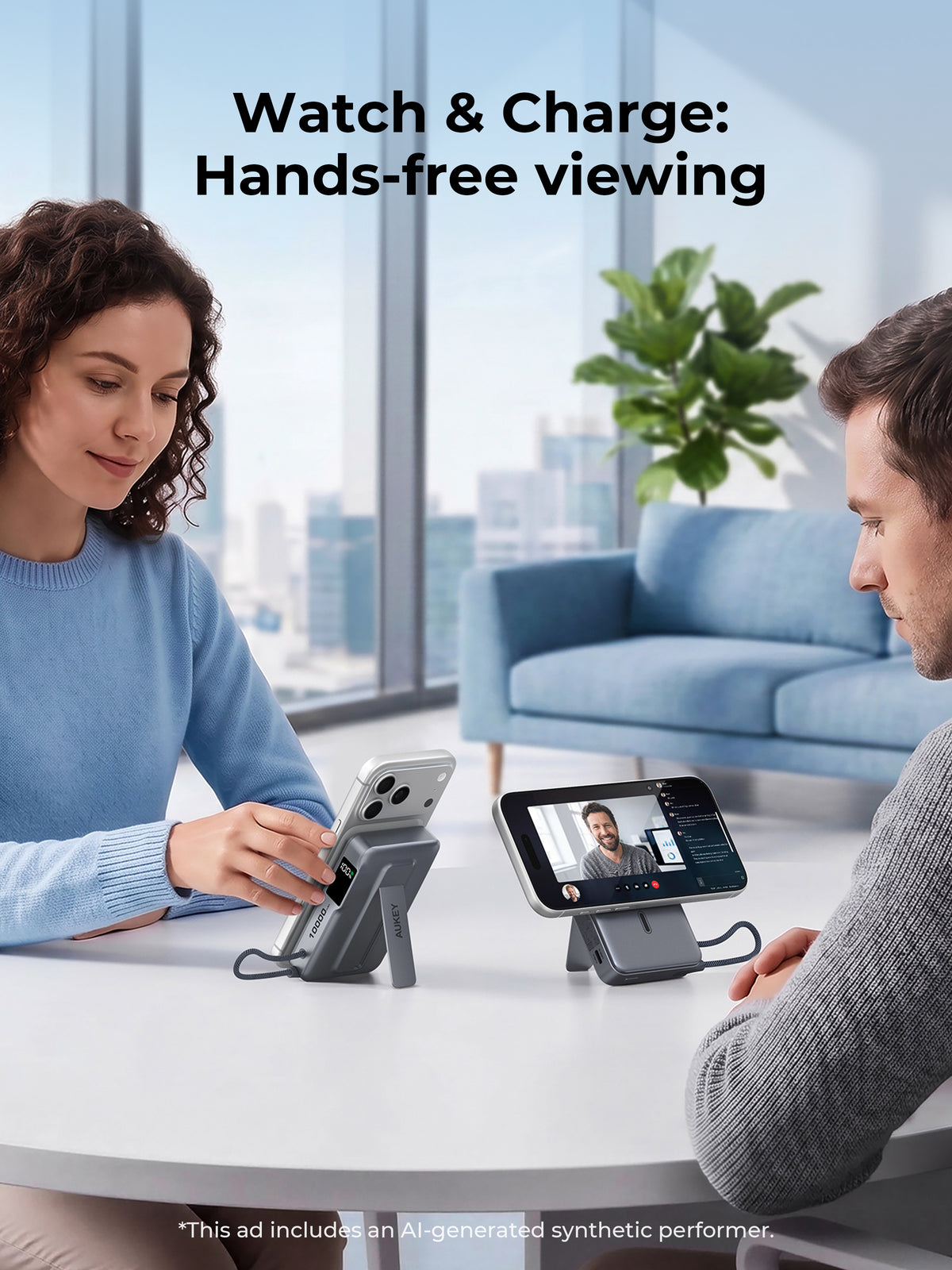 AUKEY MagFusion Vista 10000 Mix Qi2.2 Magnetic Wireless Power Bank with Multiple Functions PA-MS24