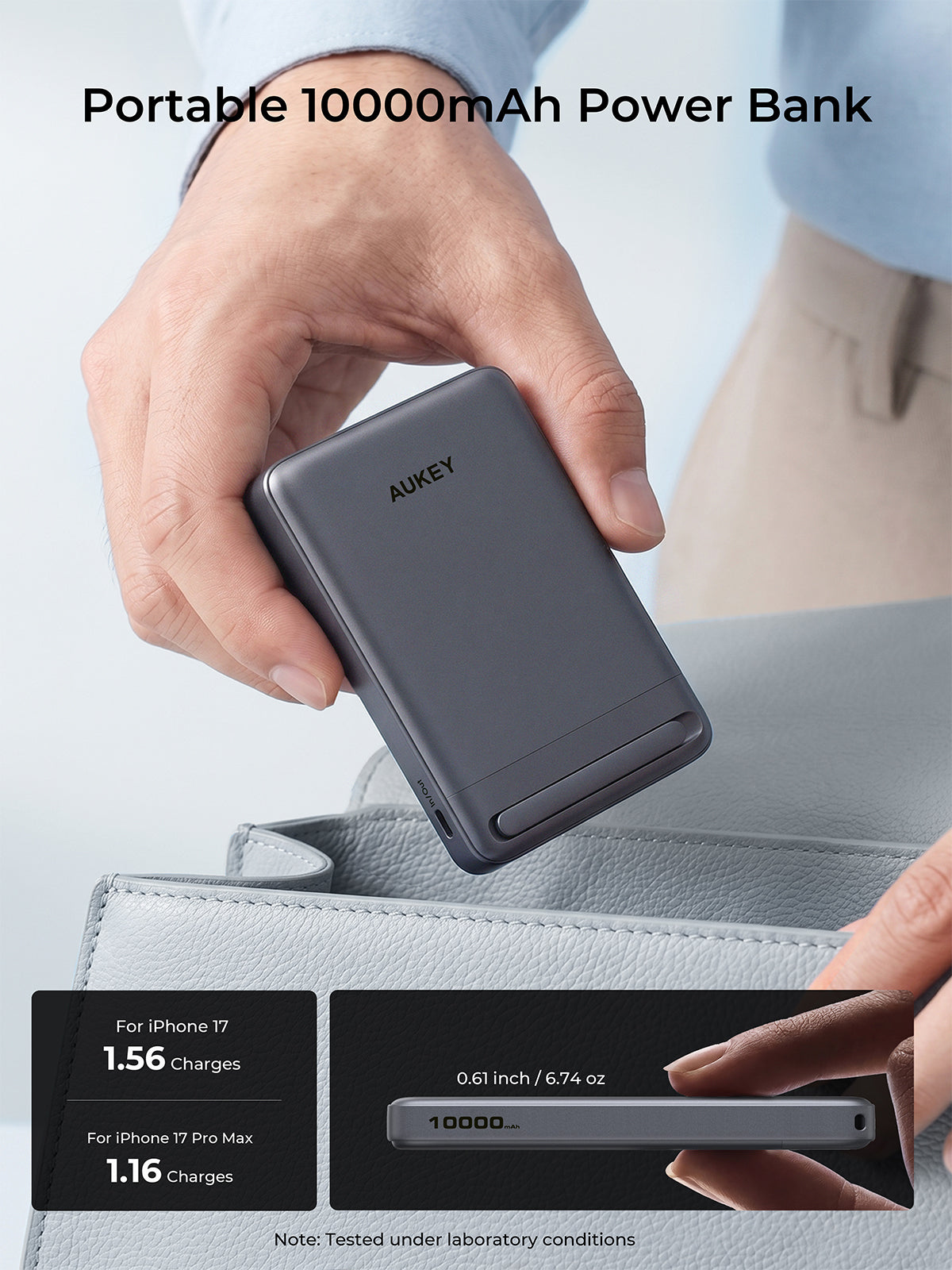 AUKEY MagFusion Vista 10000 Qi2 Magnetic Wireless Charging Power Bank PB-MS16