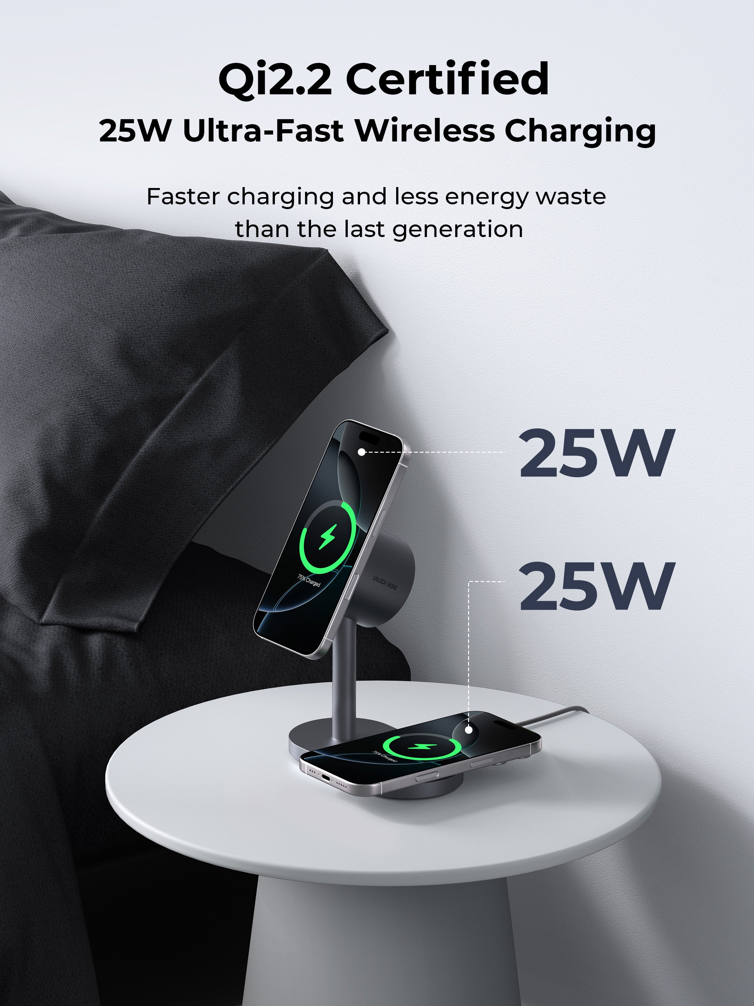 (Pre-order) AUKEY LC-MC213 Qi2.2 MagFusion 2X 2-in-1 Magnetic Wireless Charger (Wall Charger Not Included)