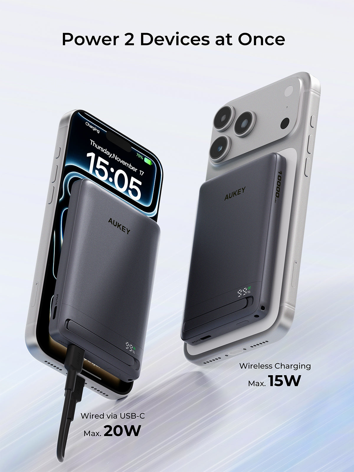 AUKEY MagFusion Vista 10000 Qi2 Magnetic Wireless Charging Power Bank PB-MS16