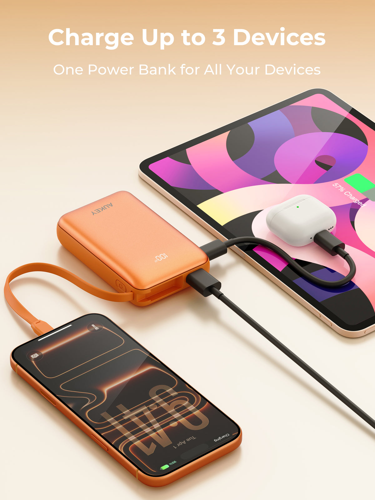 AUKEY Spark Sling 10000 LFP Power Bank with Built-in USB-C Cable PB-Y68