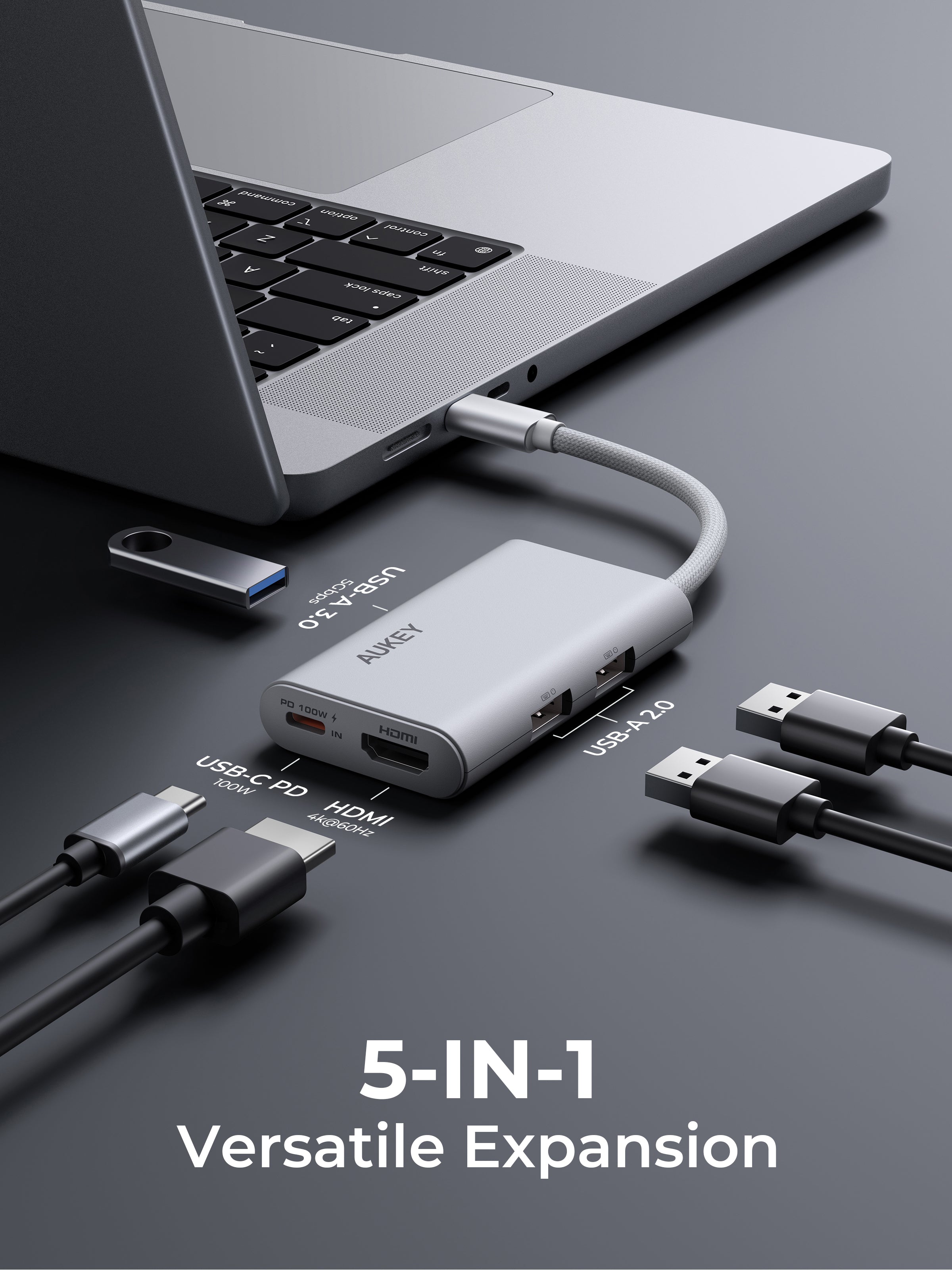 AUKEY UH-CUH06 OfficeDok 5-in-1 USB Hub Adapter