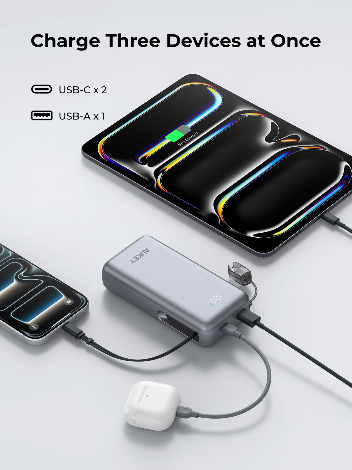 AUKEY Swivel Det 20000  Fast Charging Power Bank with Detachable Cable PB-Y94