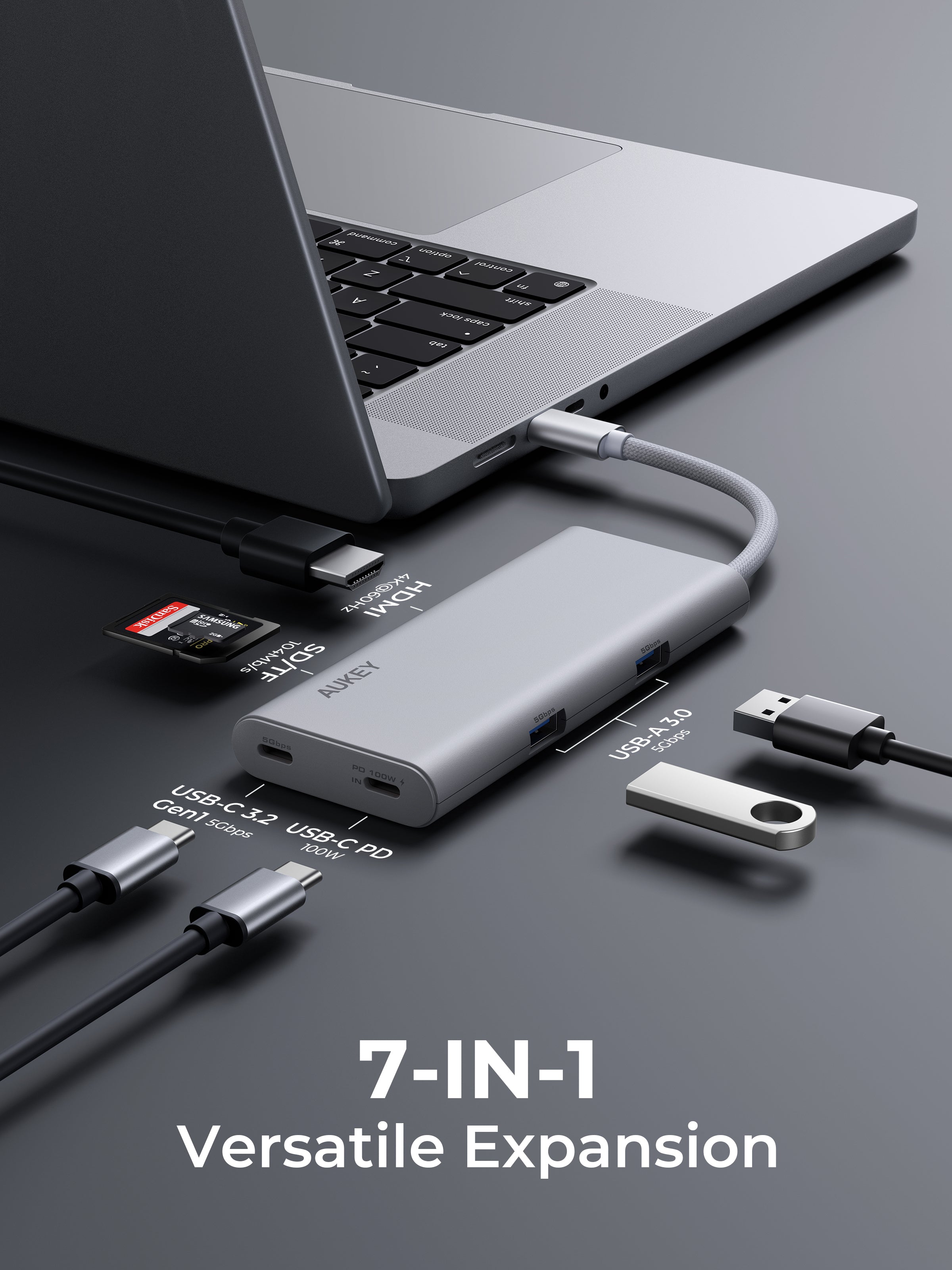 AUKEY UH-CUH07 OfficeDok 7-in-1 USB Hub Adapter