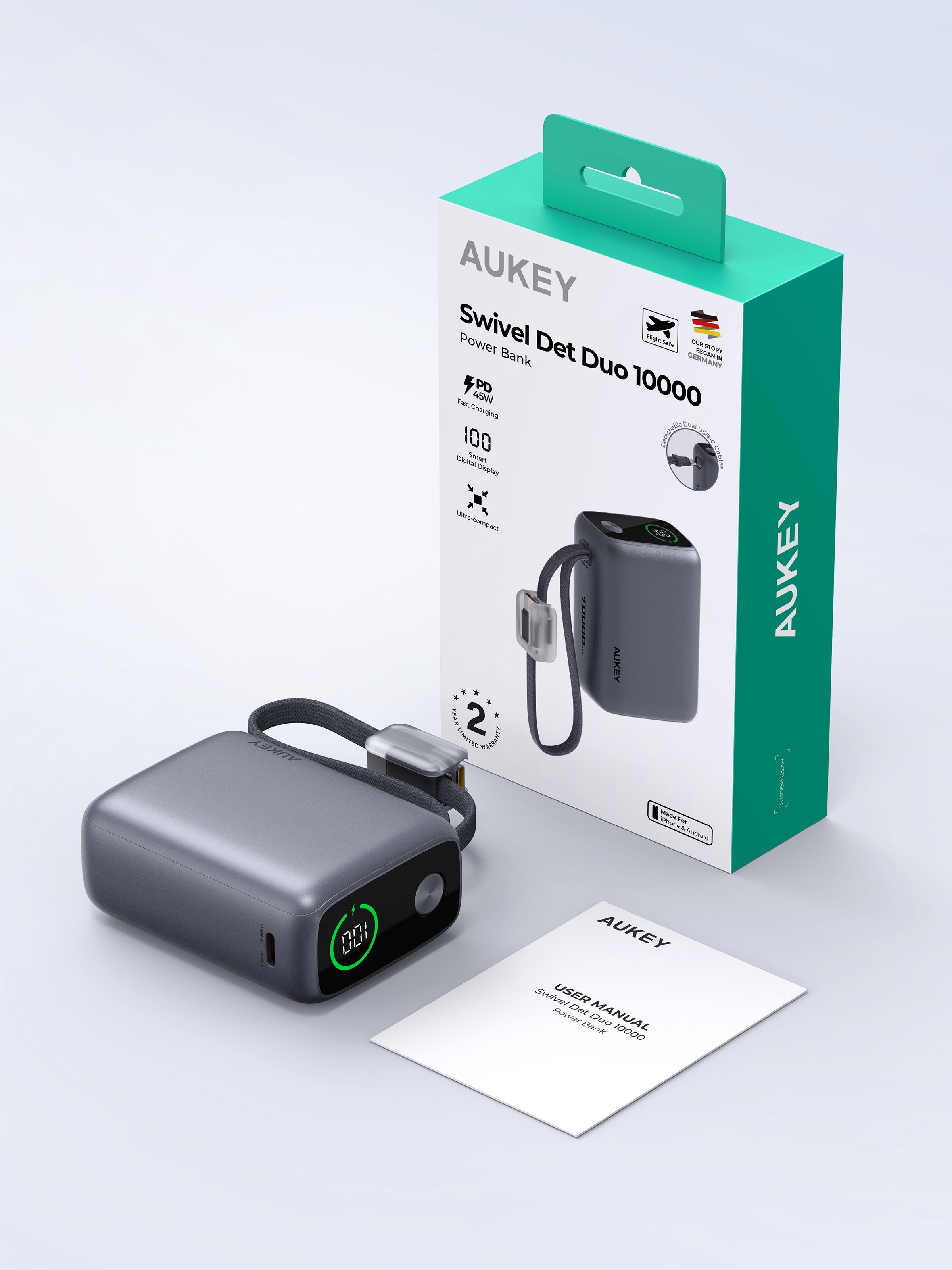 AUKEY Swivel Det-Duo 10000 Fast Charging Power Bank PB-Y65