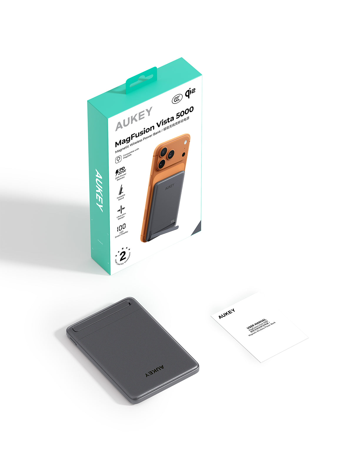 AUKEY MagFusion Vista 5000 Qi2 Magnetic Wireless Charging Power Bank PB-MS15