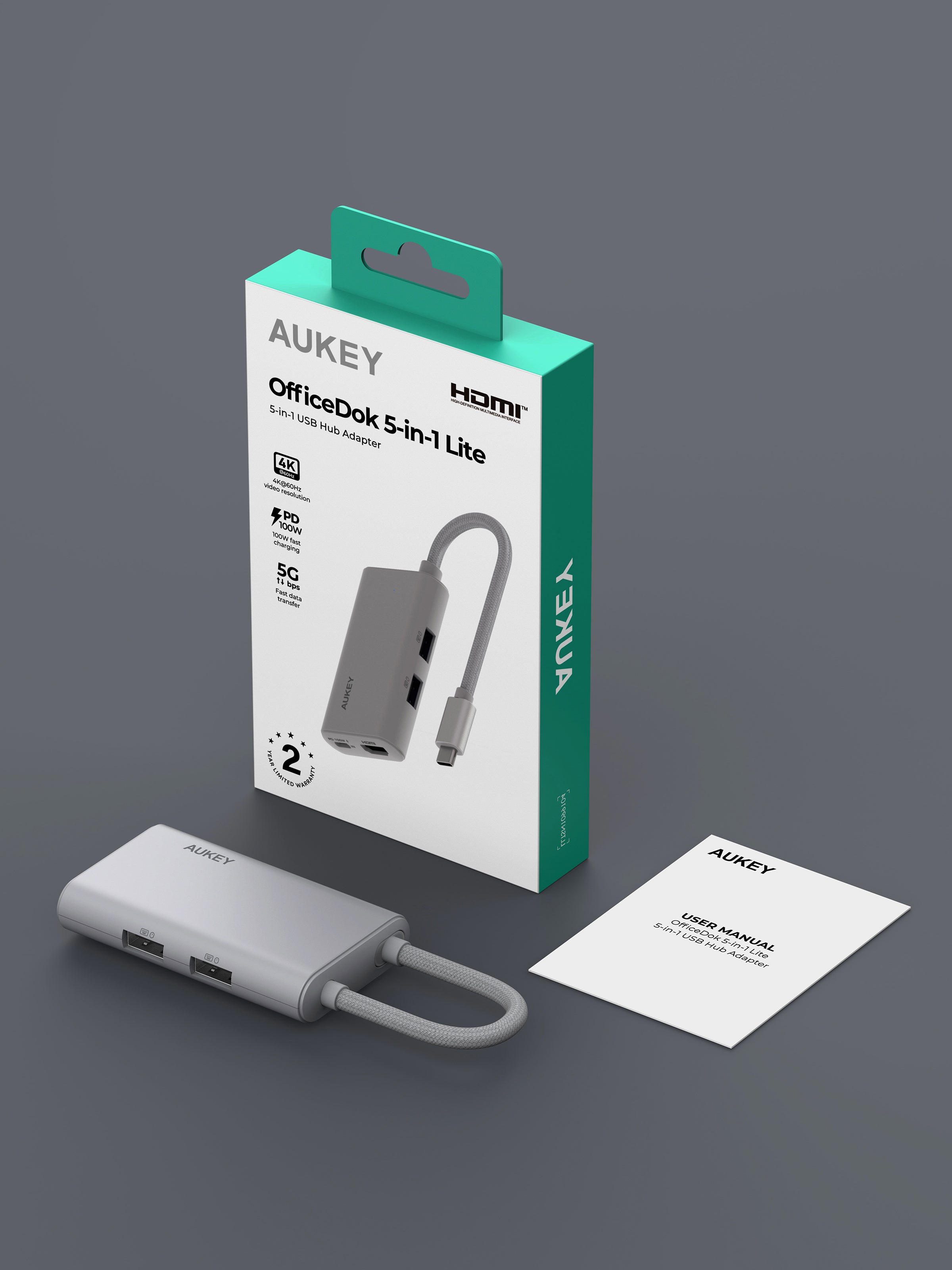 AUKEY UH-CUH06 OfficeDok 5-in-1 USB Hub Adapter