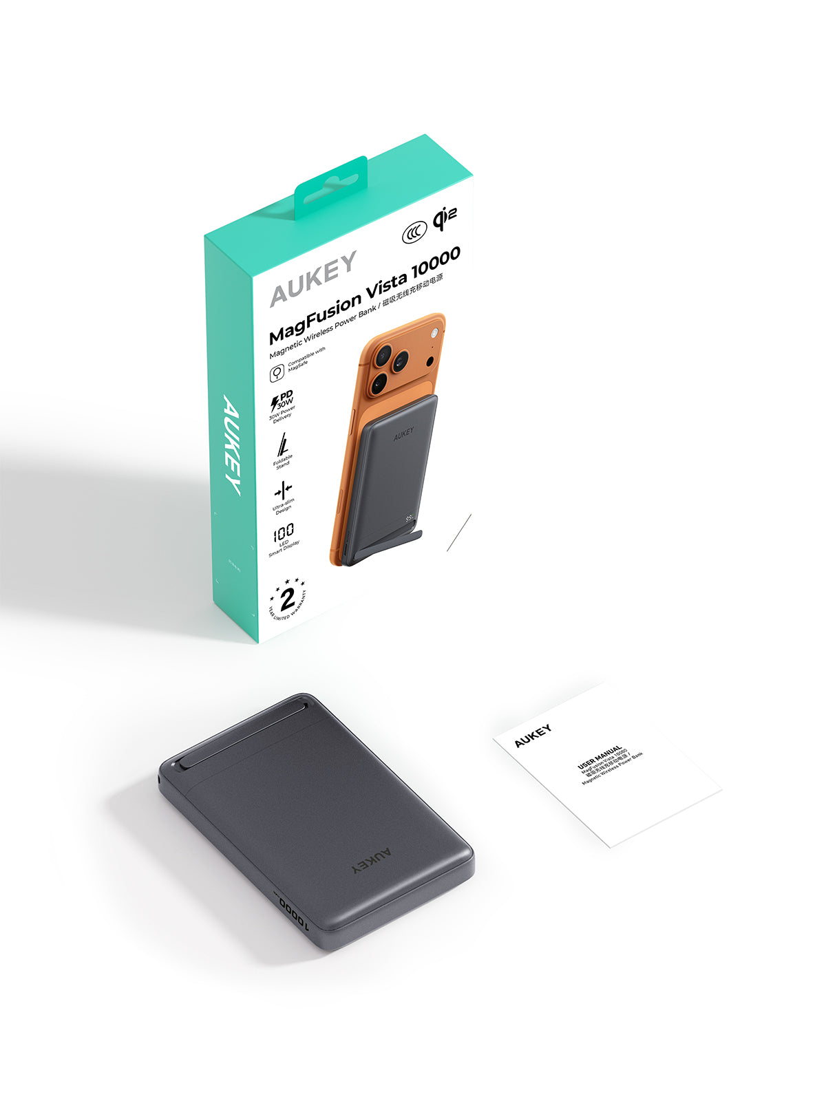 AUKEY MagFusion Vista 10000 Qi2 Magnetic Wireless Charging Power Bank PB-MS16