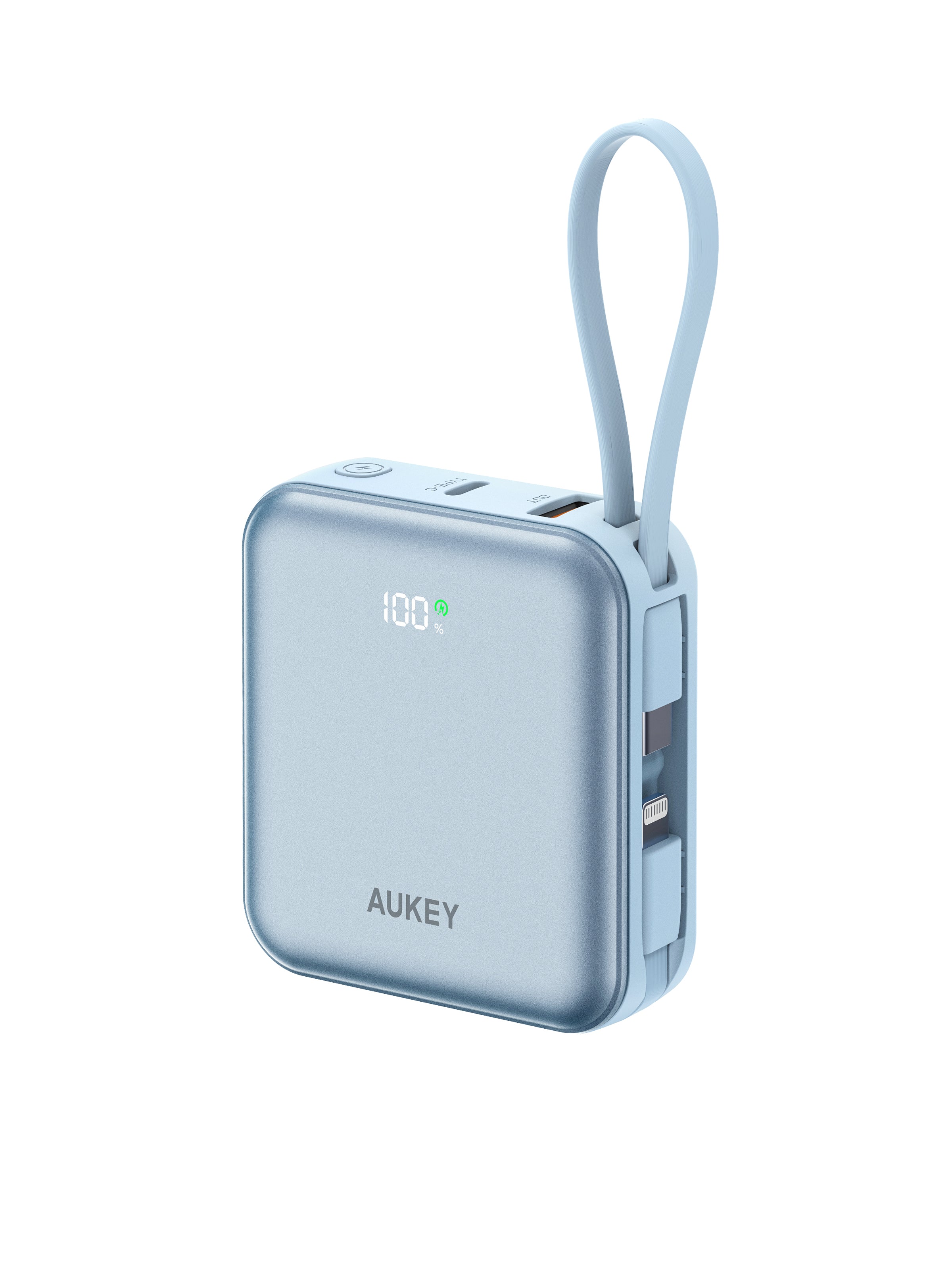 AUKEY Swivel Mini L 10000 22.5W 10000mAh Power Bank with Built-in USB-C and Lightning Cables PB-Y91L