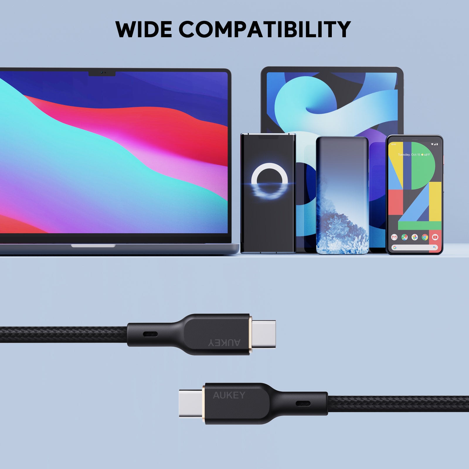 AUKEY CB-KCC102 Circlet Blink 100W 1.8m Aramid Fiber Core USB-C to USB-C Cable