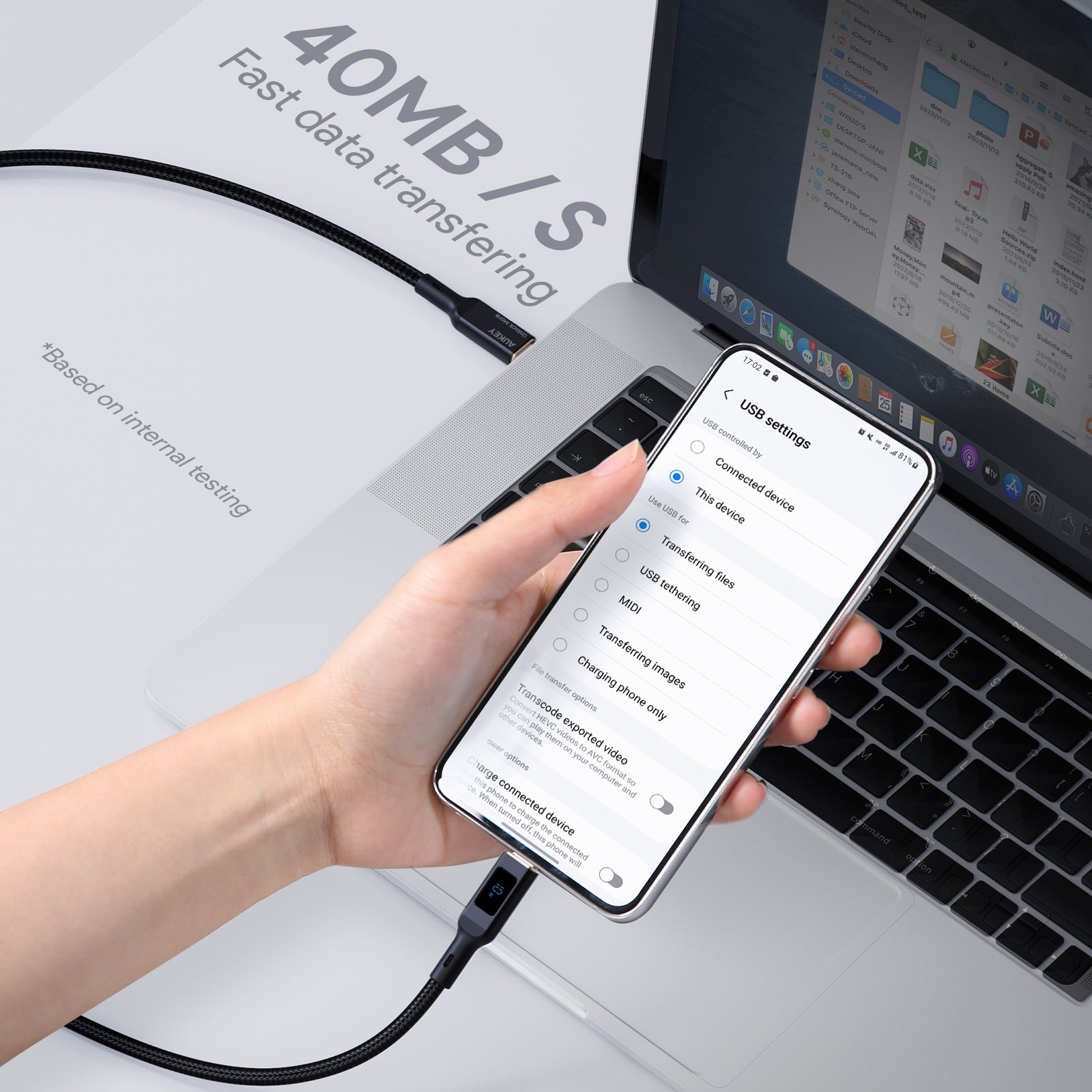 AUKEY CB-MCC101 | 100W 1m USB-C to USB-C LCD Cable