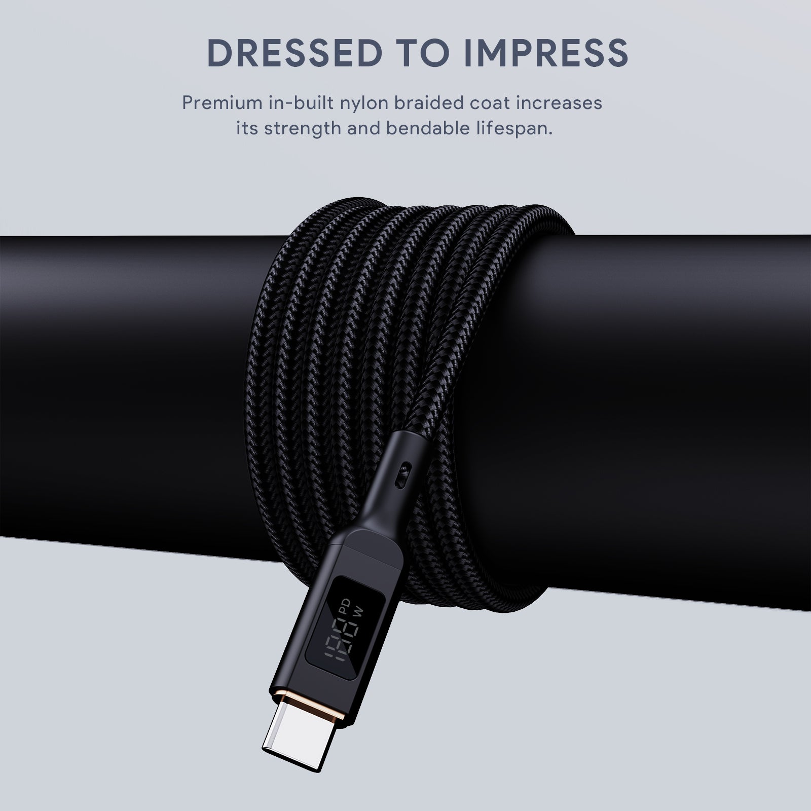 AUKEY 1m 100W Nylon Braided USB-C to USB-C Cable with LCD Display
