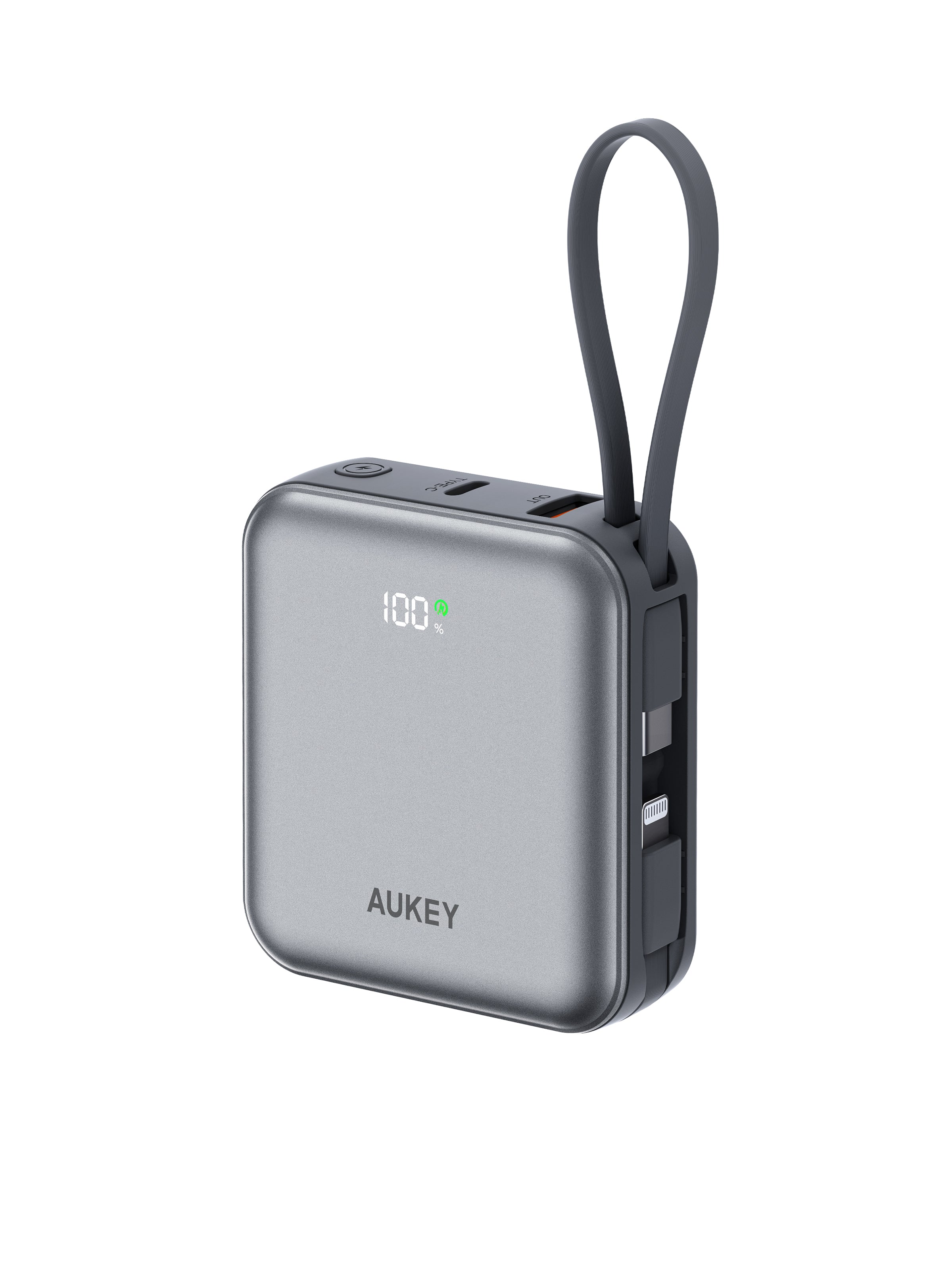 AUKEY Swivel Mini L 10000 22.5W 10000mAh Power Bank with Built-in USB-C and Lightning Cables PB-Y91L