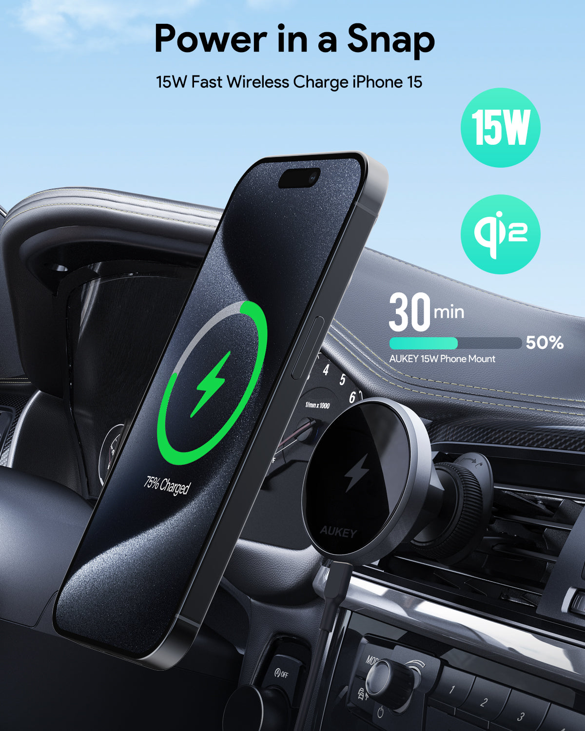 AUKEY HD-MC13 Qi2 Wireless Charging Phone Mount