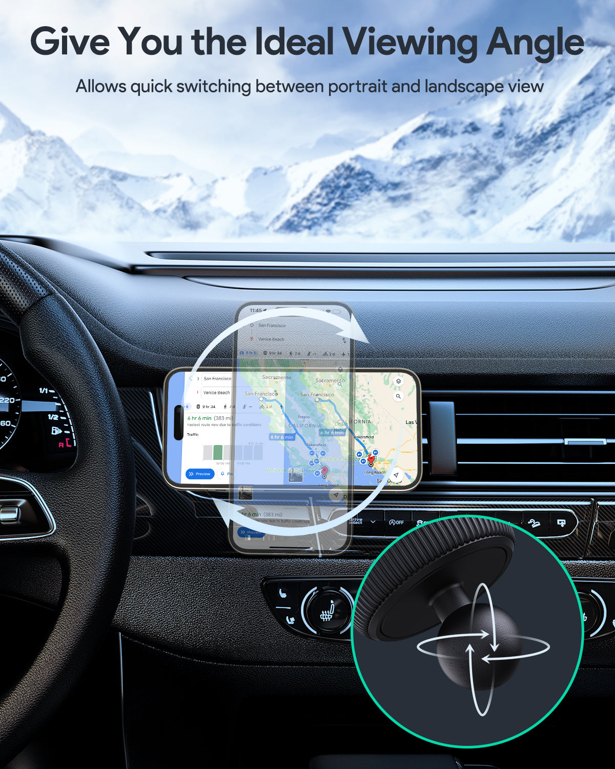 AUKEY HD-MC13 MagFusion Dash Qi2 Magnetic Fast Wireless Charging Phone Mount