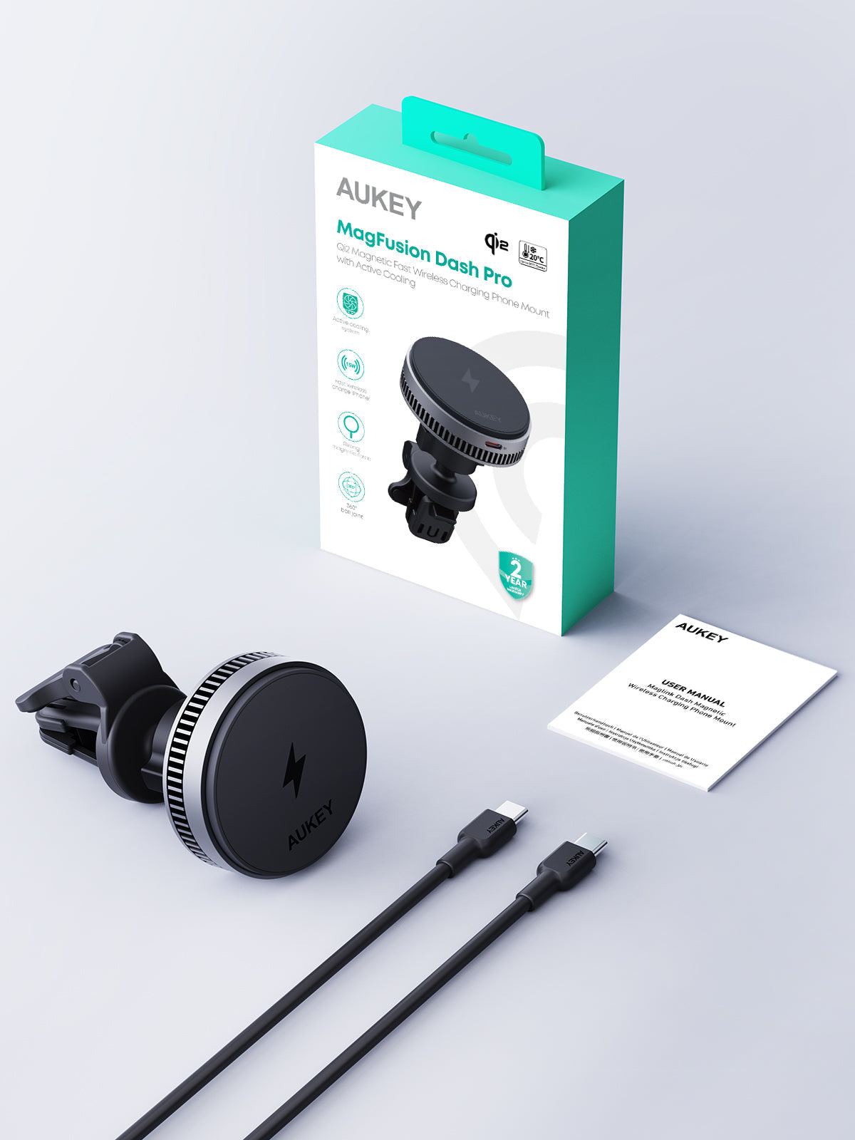 AUKEY HD-MC13A MagFuson Dash Pro Qi2 Active Cooling Wireless Charging Pro
