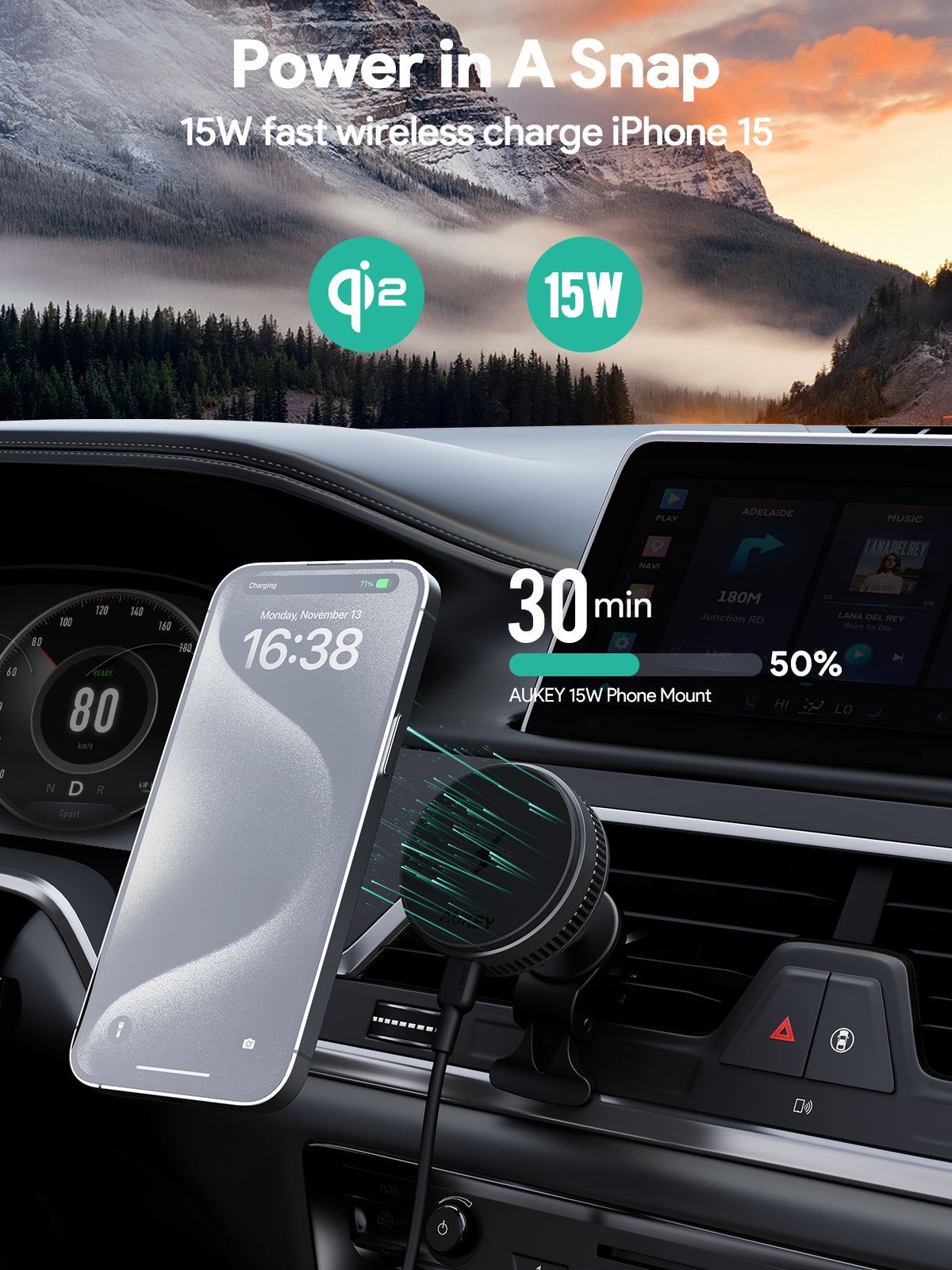 AUKEY HD-MC13A MagFuson Dash Pro Qi2 Active Cooling Wireless Charging Pro