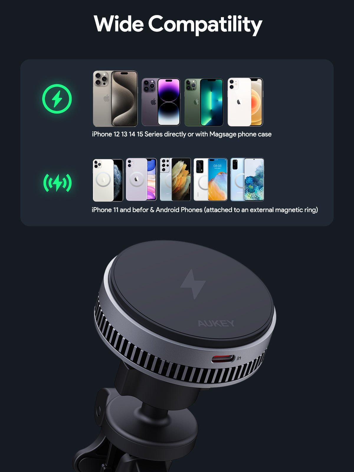 AUKEY HD-MC13A MagFuson Dash Pro Qi2 Active Cooling Wireless Charging Pro