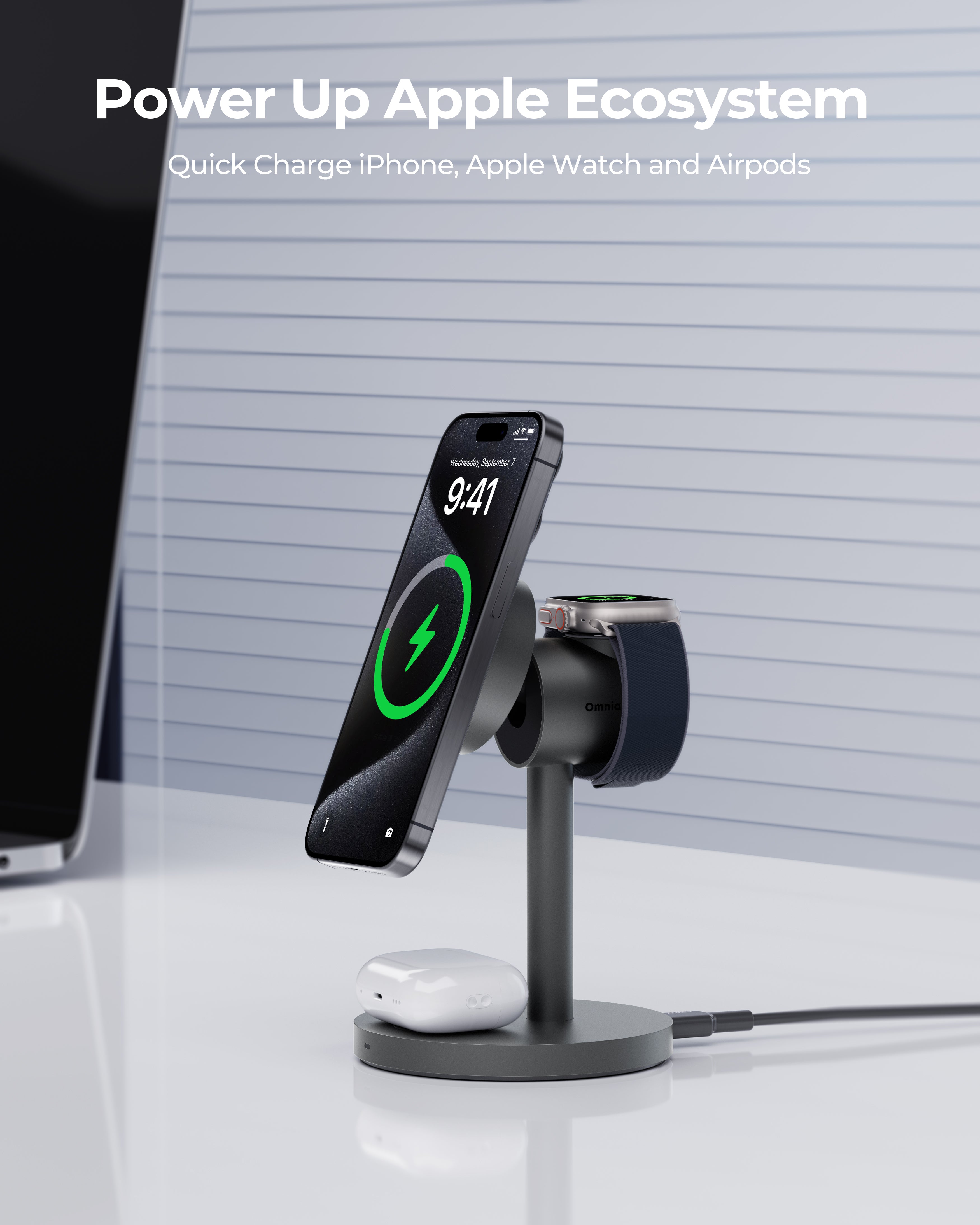 AUKEY LC-MC311 MagFusion 3-in-1 Qi2 Magnetic Fast Wireless Charging Station