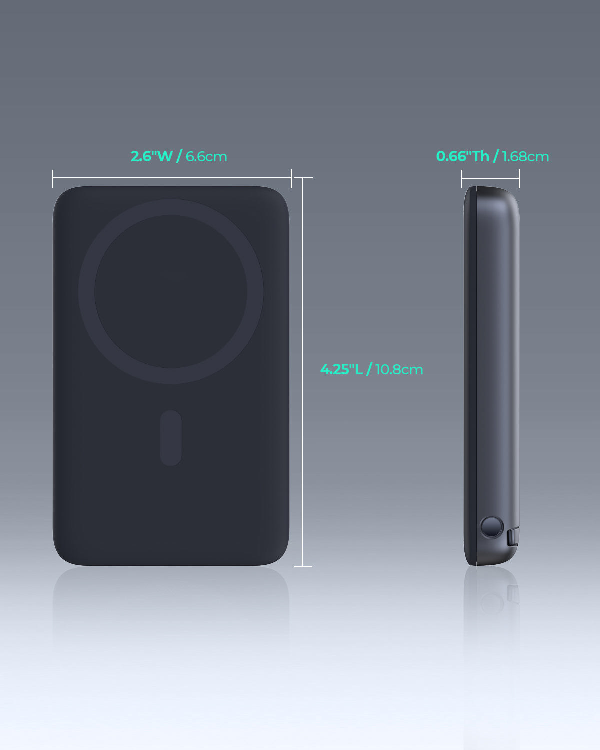 AUKEY PB-MS01 MagFusion 6700mAh 20W Magnetic Wireless Charging Power Bank USB C-C  Included Gray