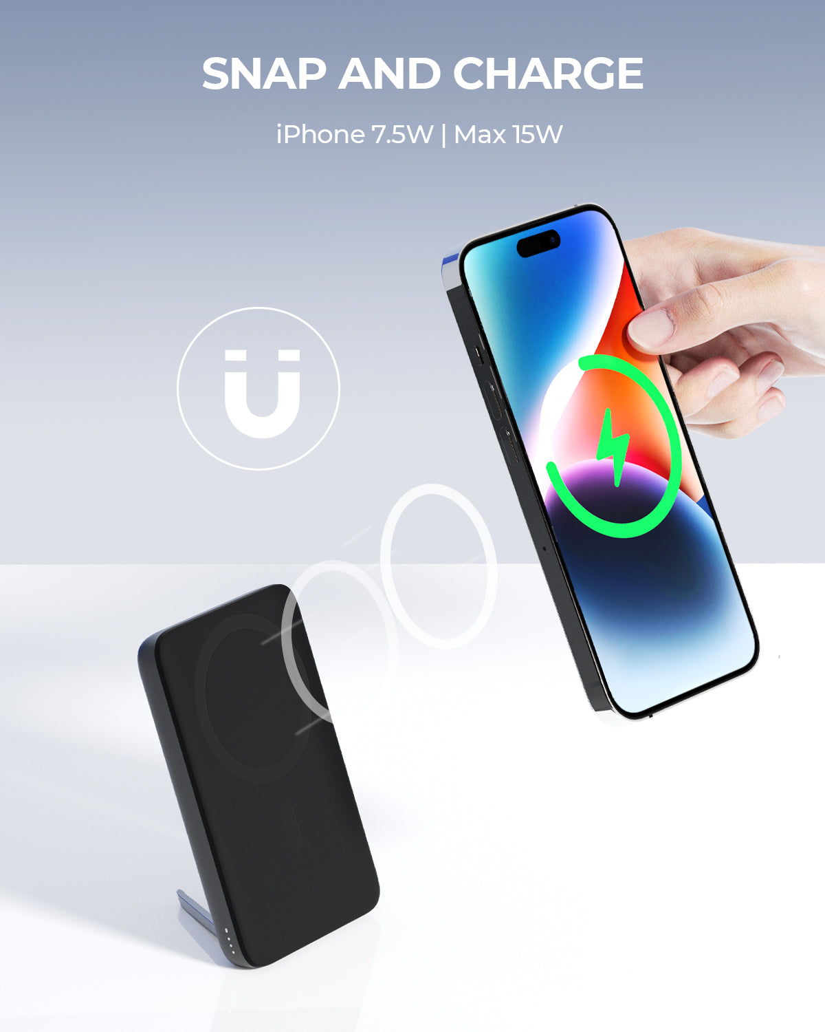 AUKEY PB-MS01 MagFusion 6700mAh 20W Magnetic Wireless Charging Power Bank USB C-C  Included Gray