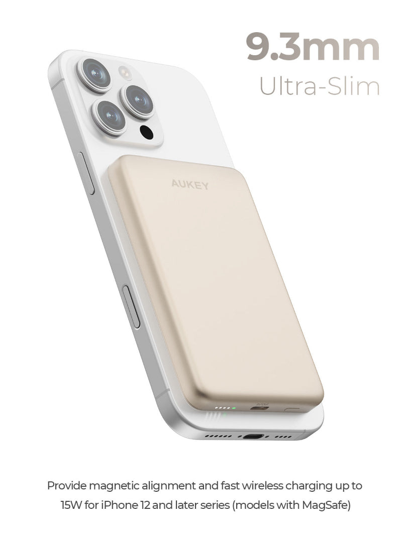 Phone case with 'AUKEYr' branding on a white background, highlighting ultra-slim design.