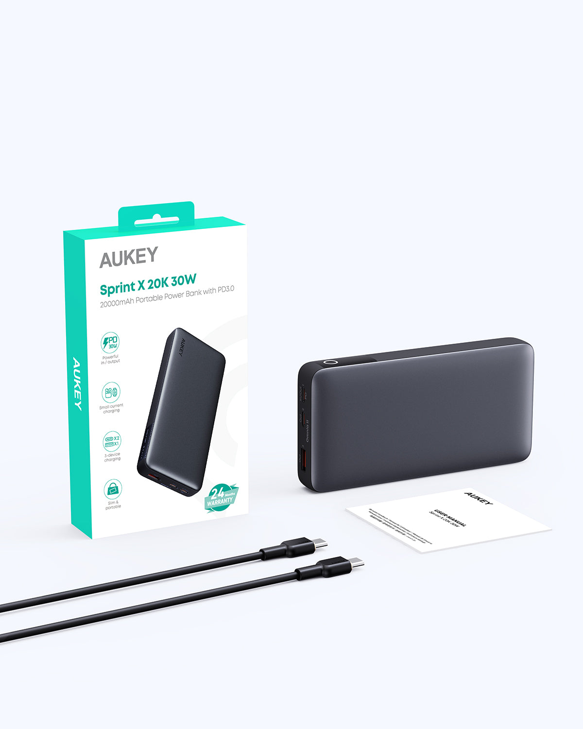 Batterie externe portable AUKEY PB-Y42 30 W 20 000 mAh 