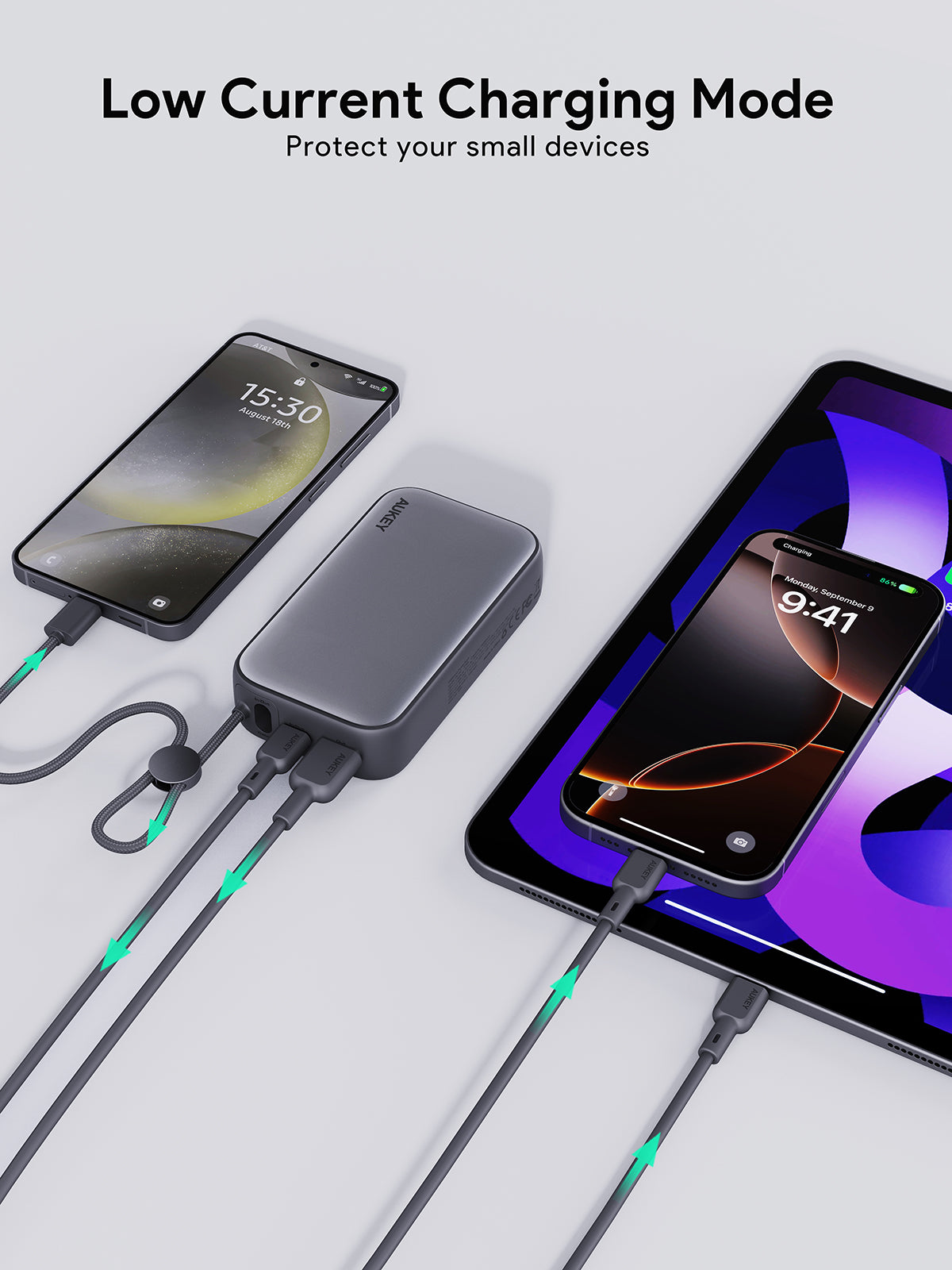 AUKEY PB-Y47 Spark Sling 10000 Compact Fast Charging Power Bank  with Built-in USB-C Cable