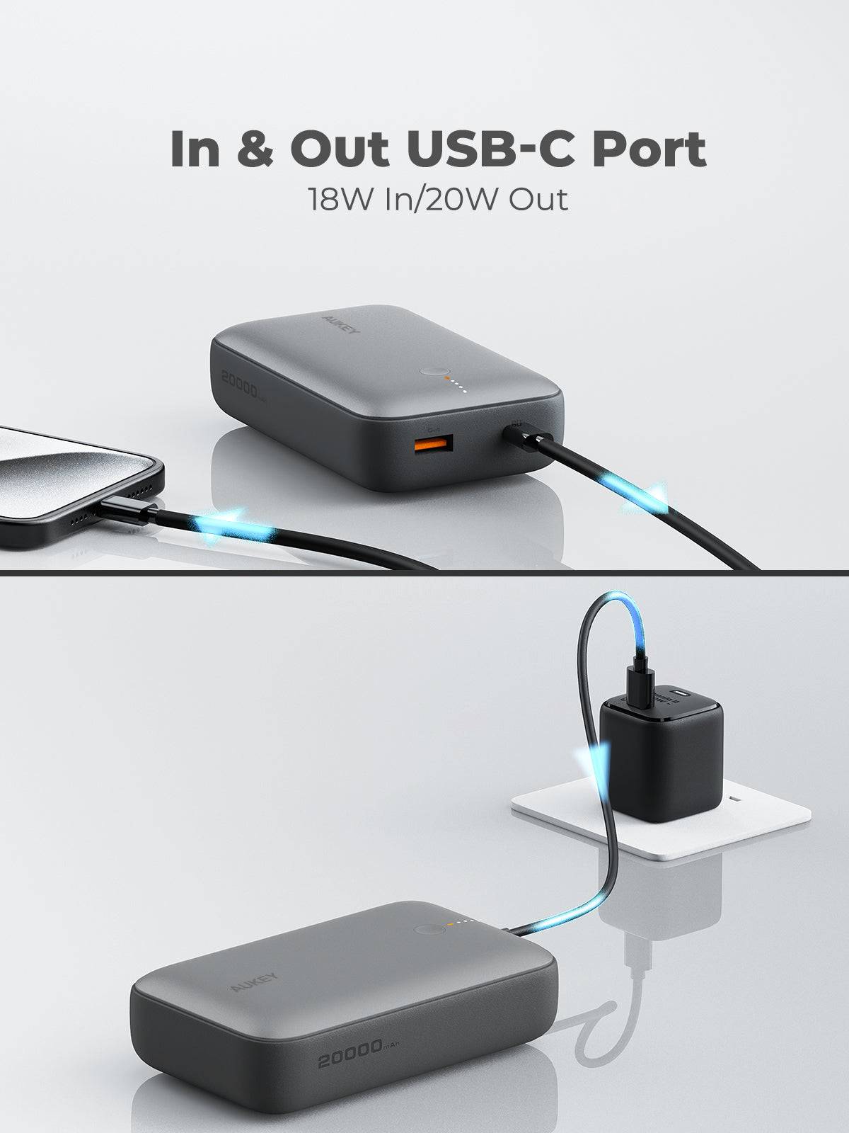 AUKEY PB-Y57 Spark Mini 20000mAh Compact Fast Charging Power Bank