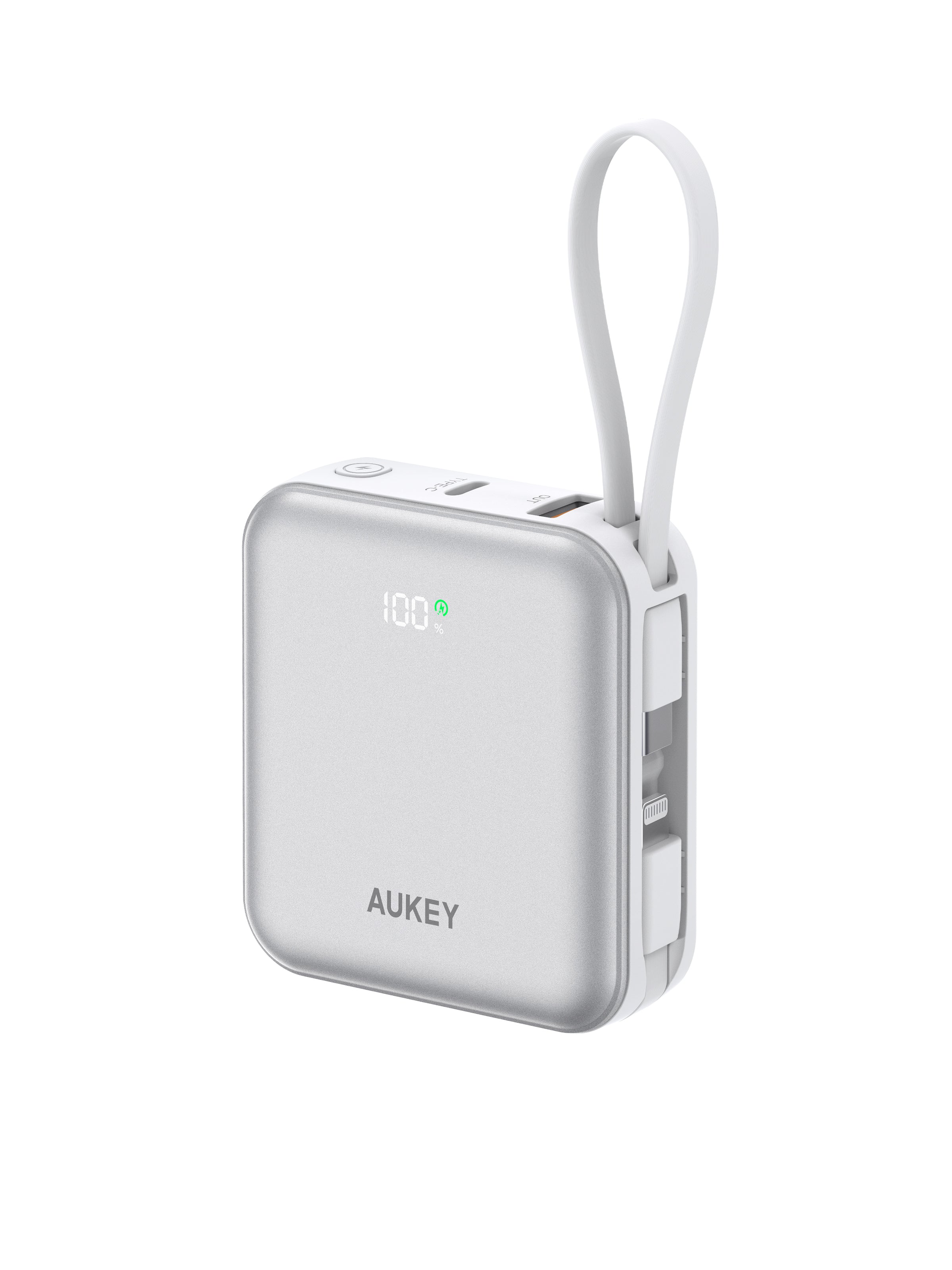 AUKEY Swivel Mini L 10000 22.5W 10000mAh Power Bank with Built-in USB-C and Lightning Cables PB-Y91L