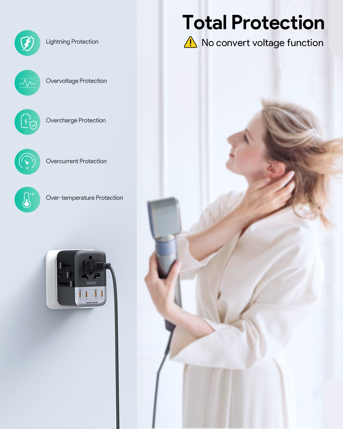 AUKEY PA-TA08A 65W GaN Universal Adapter