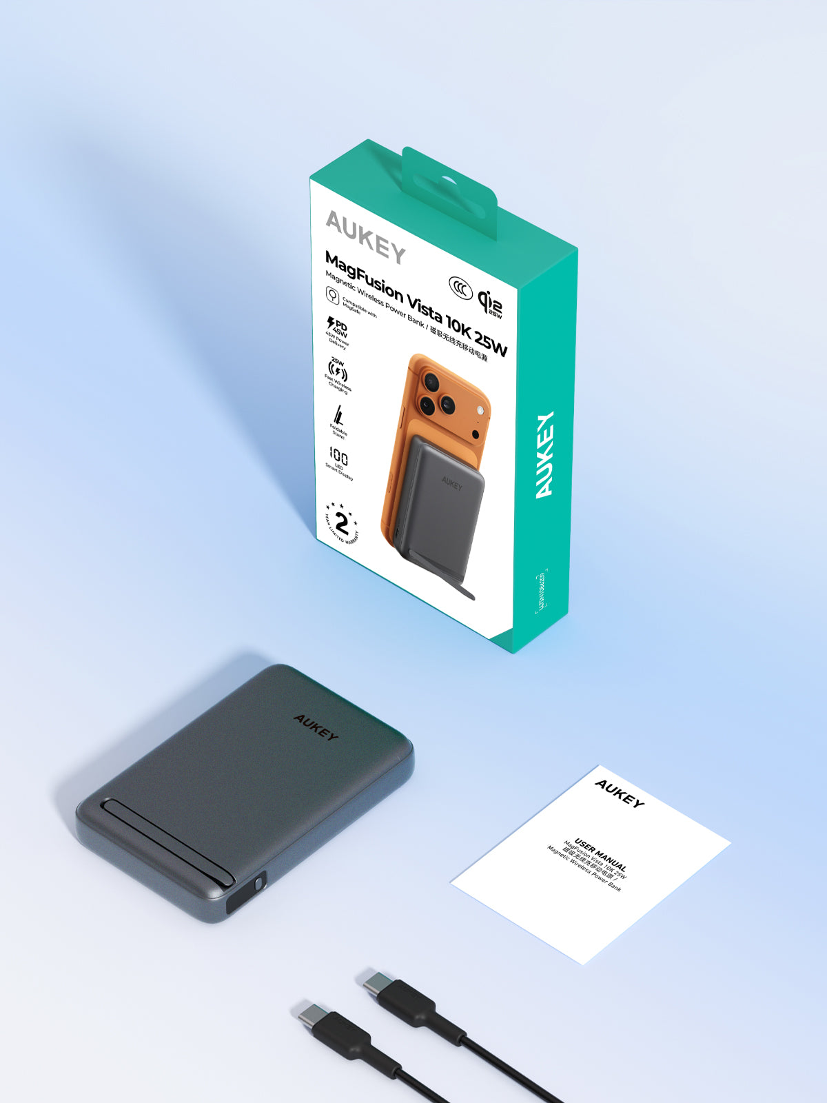 AUKEY MagFusionVista 10000Plus Qi2.2 Magnetic Wireless Charging Power Bank PB-MS18