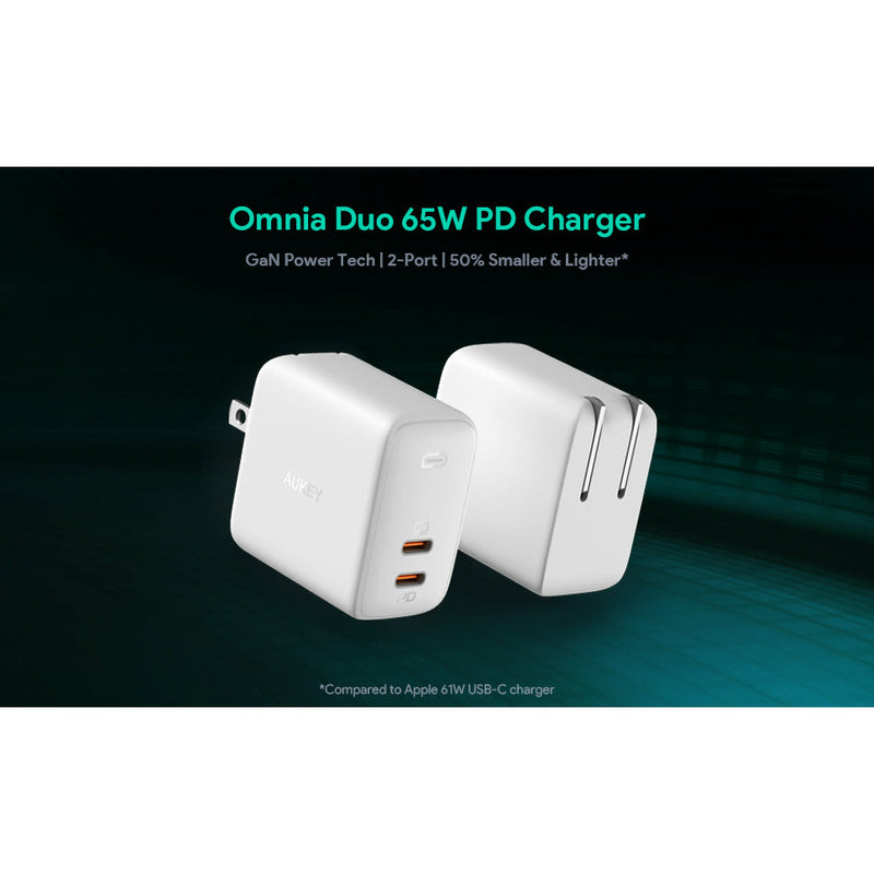 Aukey Omnia Duo 65W Dual-Port PD Charger with Dynamic Detect PA-B4 (White)