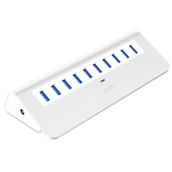 AUKEY CB-H6 USB3.0 Silver 10 interface aluminum alloy HUB hub with LED indicator with adapter ORICO M3H10