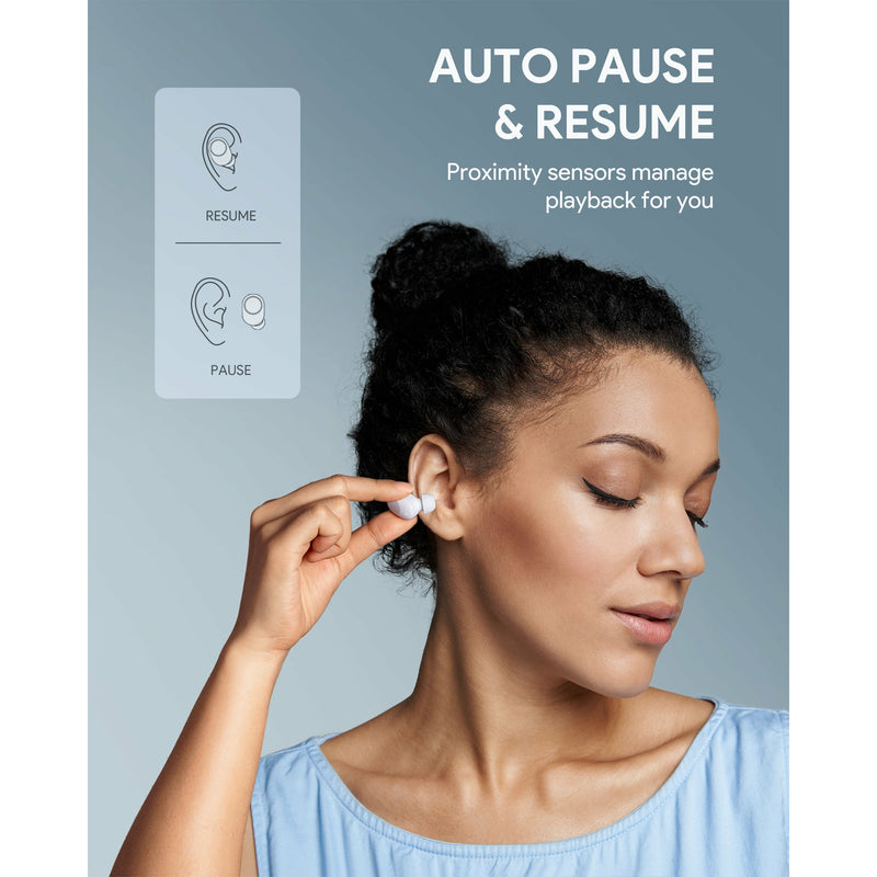 AUKEY Wireless Charging Earbuds Elevation inear Detection White