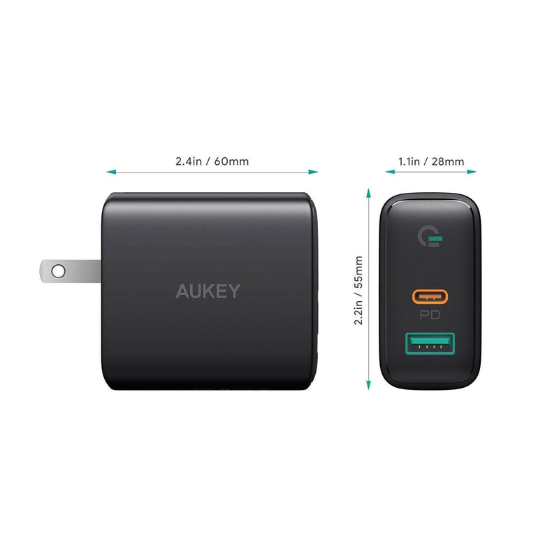 AUKEY PA-D1 Focus Mix 30W Dual-Port PD Charger with Dynamic Detect (2 Pack)