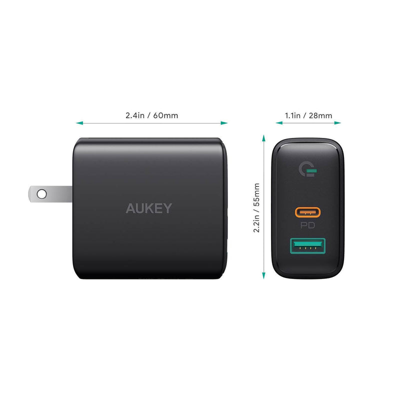 Aukey - Caricatore da auto 2 porte Power Delivery 30W USB A + USB C