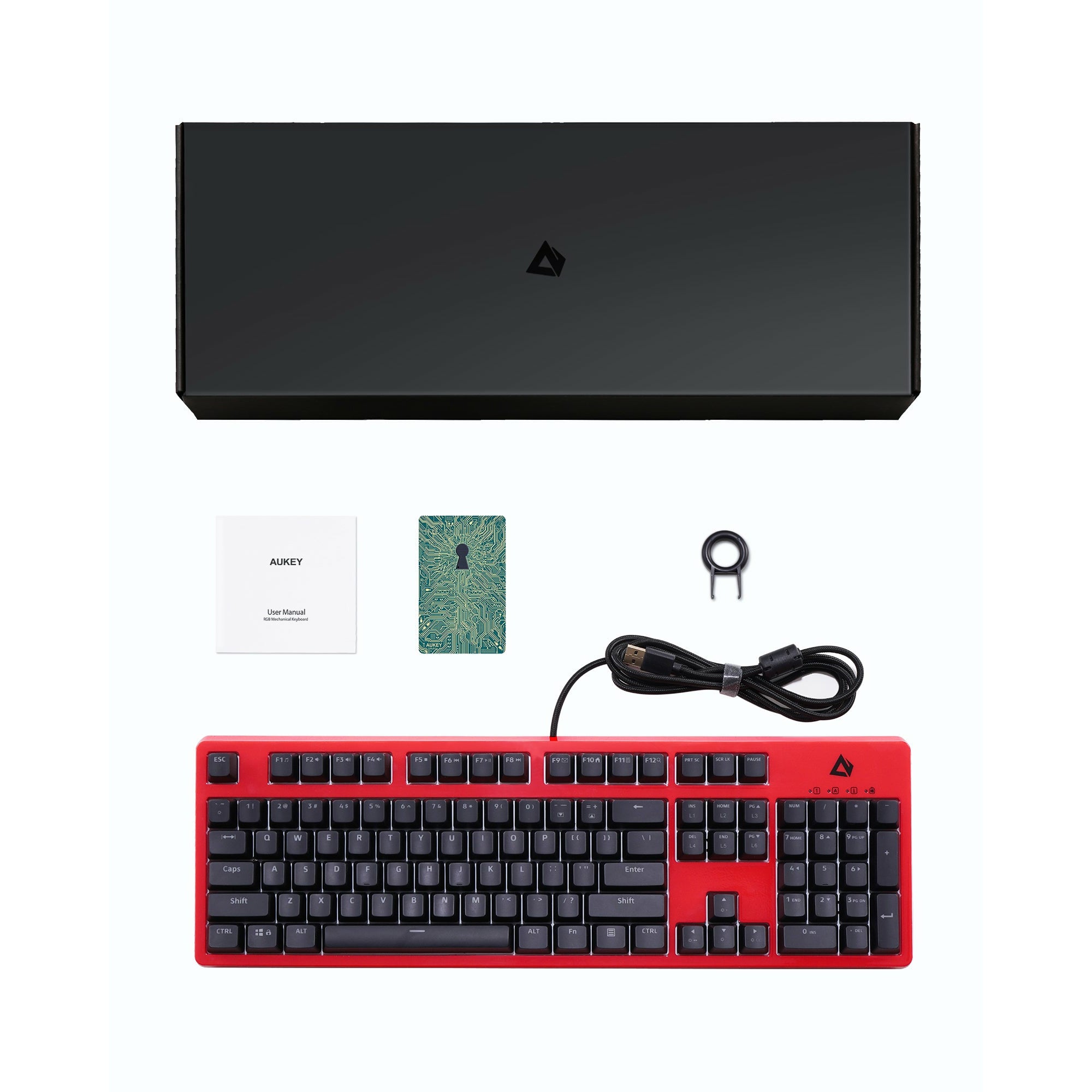AUKEY KMG18 Red Mechanical Keyboard Red Switches 104key with Gaming Software