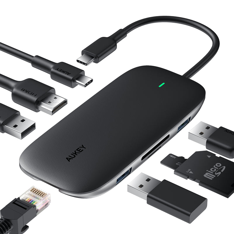 AUKEY CBC71 8 in 1 USB C Hub with Ethernet Port, 4K USB C to HDMI