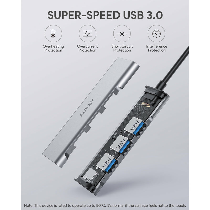 AUKEY CB-C94 4-Port USB C Hub Aluminum Alloy with 4 USB 3.0 Ports