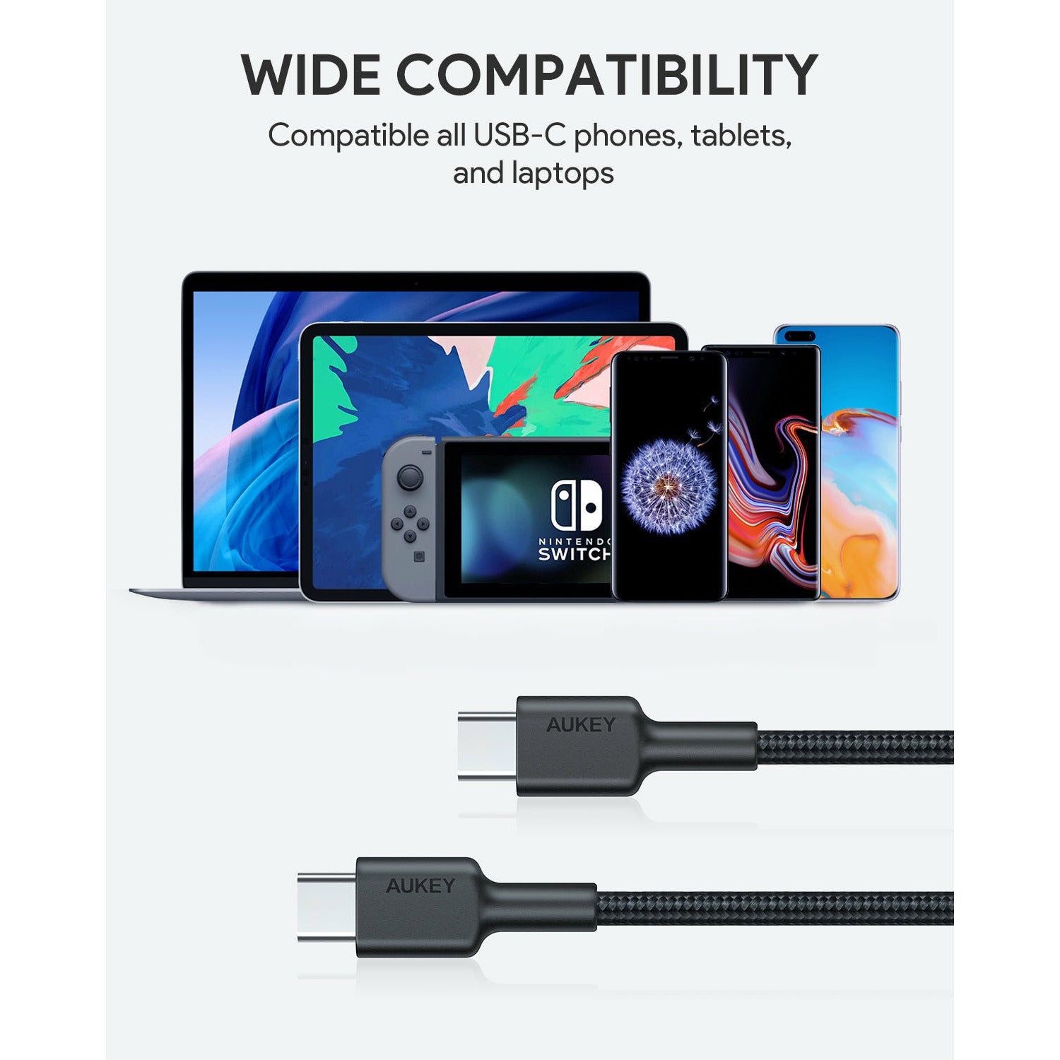 AUKEY CB-CD37 1ft, 3.3ft, 6.6ft, and 10ft cables