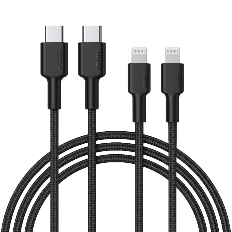 AUKEY CB-CL02 Impulse Braided USB-C to Lightning Cable (2 Pack)