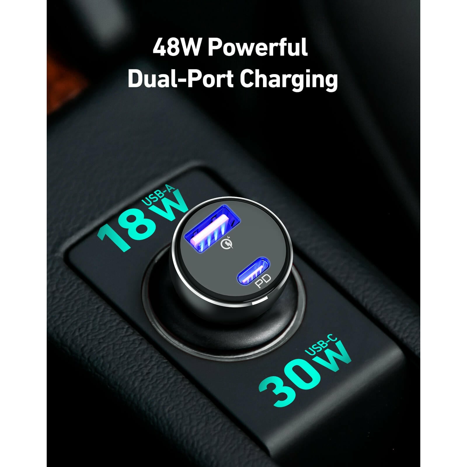 AUKEY Dual (USB-C/USB-A) Car Charger - 48W