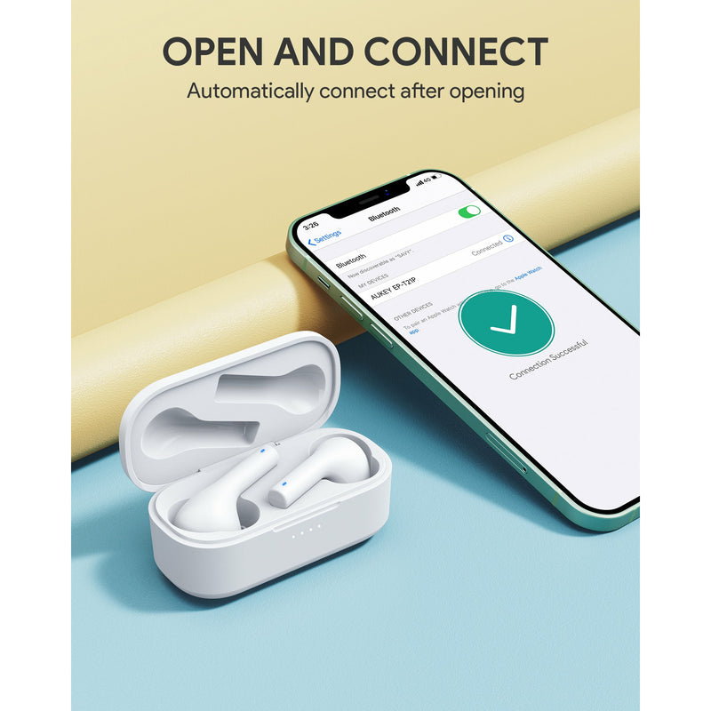 AUKEY Wireless Charging Earbuds 10mm Drivers IPX6 White