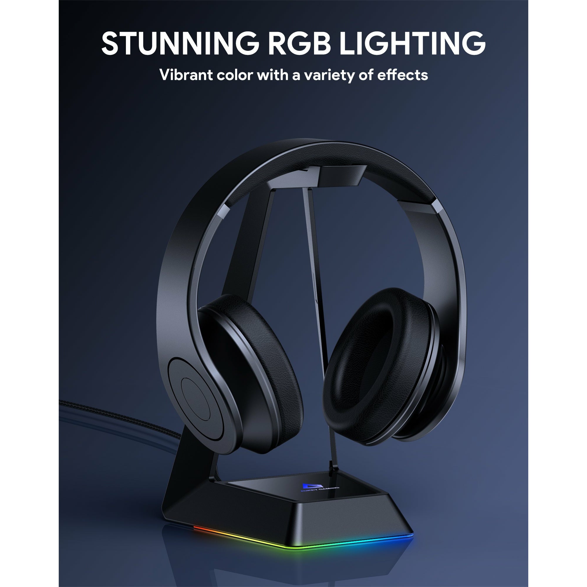 AUKEY GHS8 RGB Headphone Stand with 3 USB Ports 8 Lighting Effects